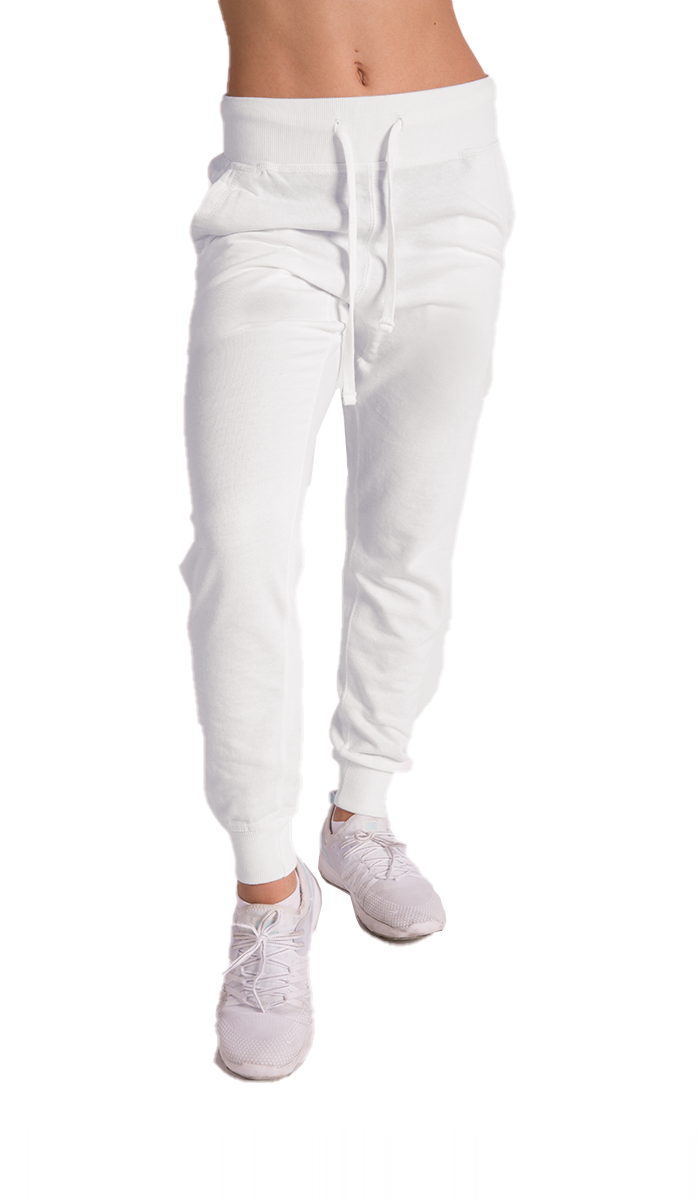 White Jogger Sweat Pants Fashion Forward Wholesale Pricing 